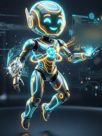 Illustration av en vänlig AI-robot